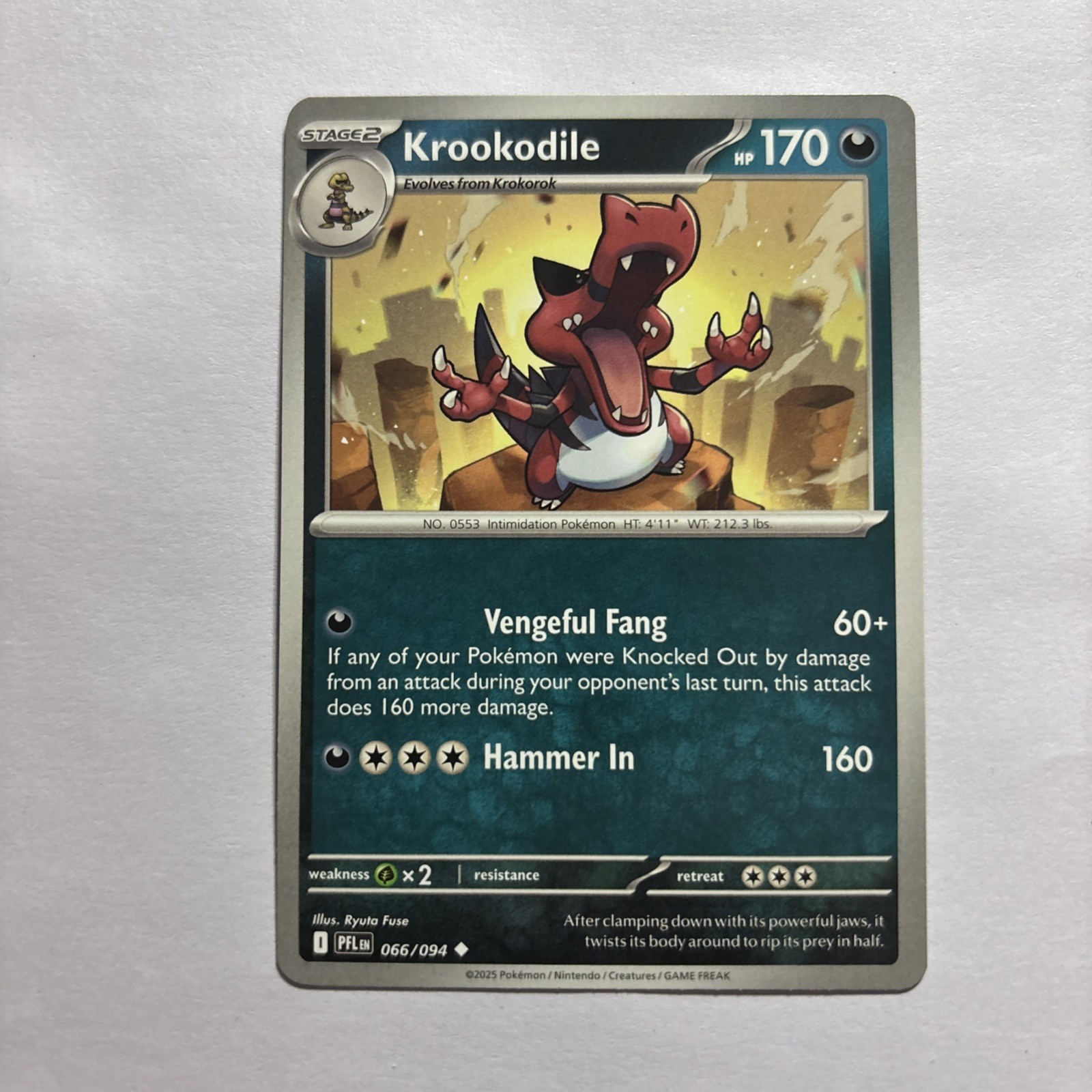 Krookodile Normal Uncommon ME02: Phantasmal Flames - 066/094 NM