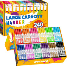 Washable Markers Bulk, 240 Count, 12 Assorted Colors, Markers for Classroom, Bro
