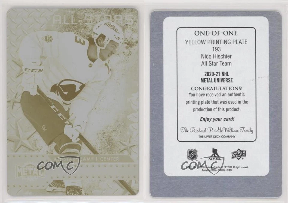 2020-21 Skybox Metal Universe All-Stars 1/1 Nico Hischier #193 0c3 - Image 3 of 3