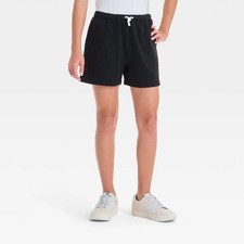 Girls' Drawstring Waist Fleece Pull-on Shorts - Art Class Black XS 4-5