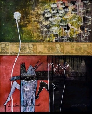 acrylic/oil pastel on cardboard T Adoracion de conjonudo 50x40 cm Adrian Sancho.