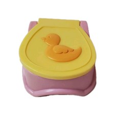 Fisher Price Loving Family Dollhouse Bathroom Dolls Pink Ducky Potty