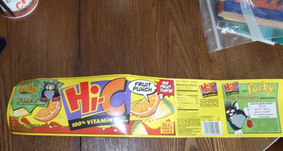 RARE Vtg 1998 Minute Maid HI-C FURBY Juice Box & Cardboard Insert