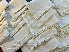 A Vintage Lot 20 White Hankies Hand Machine Embroidery Lace Wedding Bride