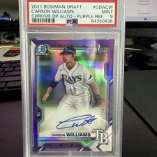 2021 Bowman Draft Chrome Carson Williams 1st Auto Purple Refractor /250 PSA 9