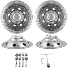 4 New For 1992-2007 Ford E350/E450 16'' Stainless Steel Dual Wheel Simulators