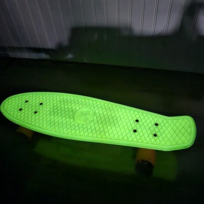 Vtg Style Glow In The Dark Skateboard 27  X 7.5  Orange Wheels Totally Radical 