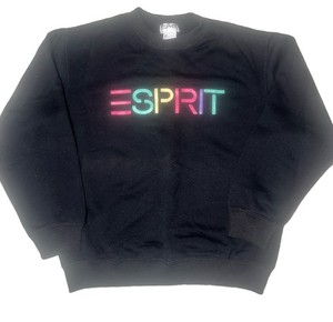 True Vintage ESPRIT Colorful Logo Sweatshirt 1980s 80s Crewneck Black Age 9