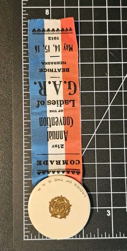 1912 Ladies of the G.A.R. 21st Annual Convention Pinback & Ribbon Beatrice, NE - Picture 8 of 8