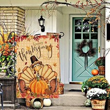 Delightful Thanksgiving Garden Decoration Vibrant Pumpkin  Leaf Theme Outside