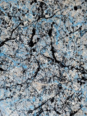 Original Abstract Action Painting jackson pollock style UNSTRETCHED 36x63 Canvas