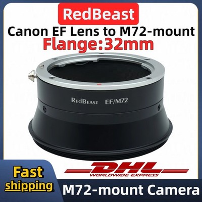 Canon EF lens to M72 thread industrial camera adapter for RedBeast EF-M72 L:32mm