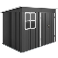 Galvanised Steel Garden Shed 260x177x190cm with 114cm Doors, Window & Lock