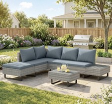Rattan Garden Furniture Set, L Shaped Garden Corner Sofa Grey. ALMOST GONE!!