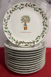 Lenox Twelve Days Of Christmas - Set Di 12 Ornamenti Natalizi, Colori Rosso E Verde, Confezione Regalo 14x8x14 Cm, Decorazioni Albero Di Natale