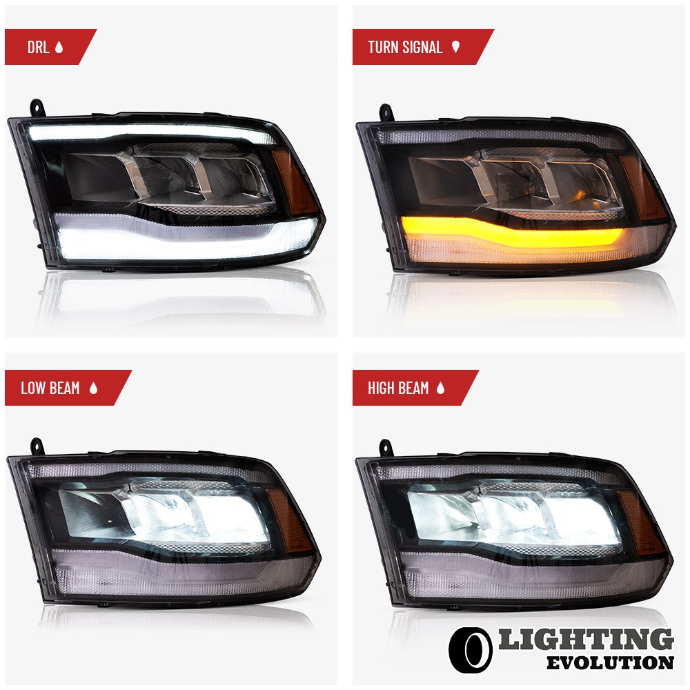 LED Headlights For 2009-2018 Dodge RAM 1500 2500 3500/1500 Classic 2019-2021