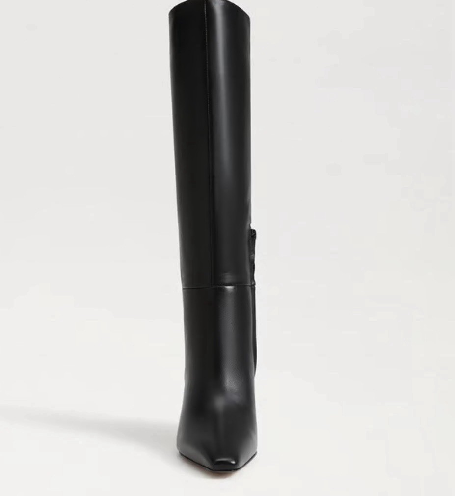 Women's Black knee-high boots block heel pointed toe side zip solid — image 3