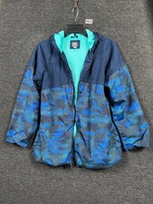 Gap Kids GapFit Camo Windbreaker Jacket Size XXL Elysian Blue Outerwear Hooded