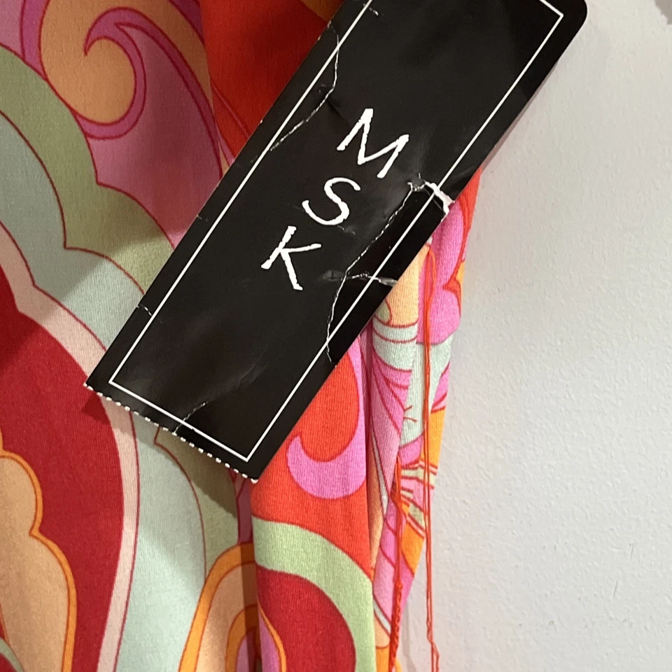 MSK платье женщин XL цветной Джерси трикотажа психоделический прокрутки печати макси 70-х ретро - Изображение 4 из 4