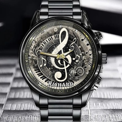 Personalized Retro Black And White Piano Watch - The Perfect Gift For Music Love
