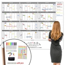 Large Dry Erase Wall Calendar - 48"x58" 12-month 2026 Undated Reusable Yearly...