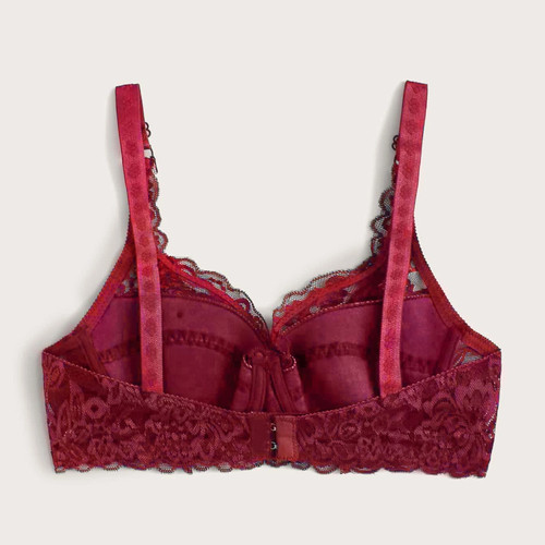 Reggiseno donna tinta unita fiocco decorazione push up ferretto pizzo con spalline regolabili - Foto 17 di 30