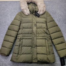 TOMMY HILFIGER HOODED PUFFER COAT Women's Sz Small Detachable Hood GREEN NWT 