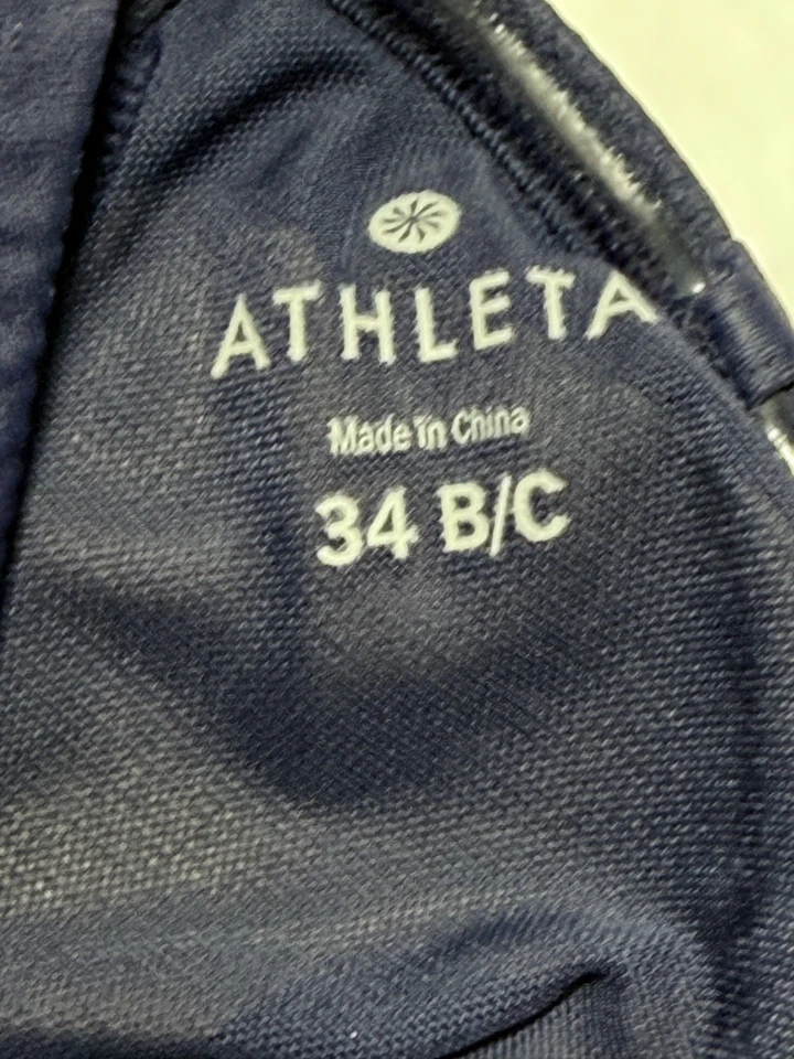 Athleta Swim Set 2 pc Blue Bandeau Top 34B/C SMALL Shirred Skirt Swimsuit - Image 3 of 4