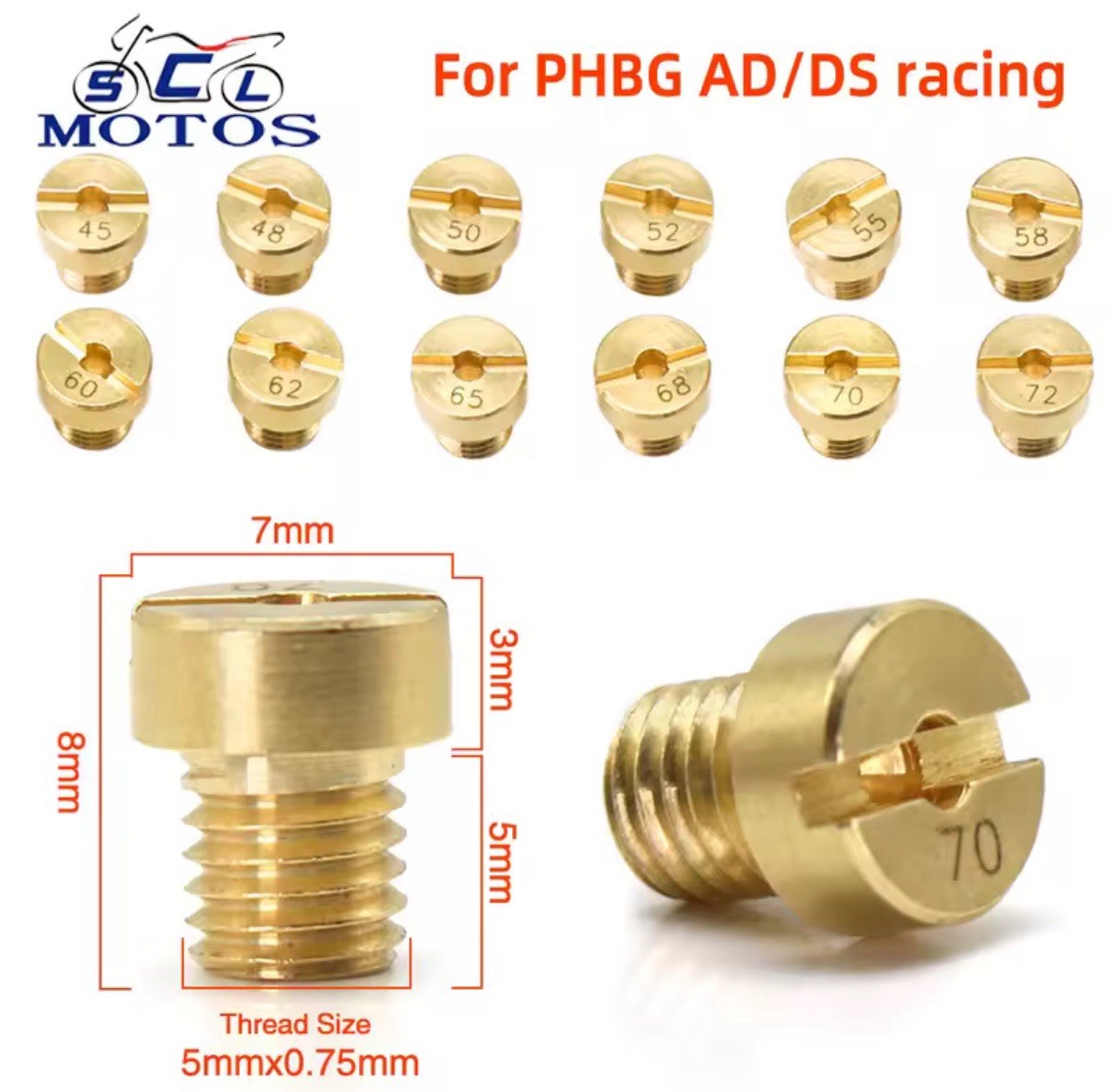 KIT GETTI MASSIMO CARBURATORE DELLORTO 6mm PHBH PHBN PHBL PHVA VHSH VHST 75-102