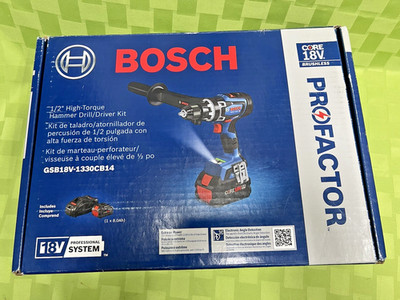NEW Bosch 1/2'' High-Torque Hammer Drill Driver KIT w 8AH Battery GSB18V-1330CB14