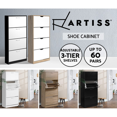 Artiss Shoe Rack Cabinet Tier Storage Wooden Organiser Shelf