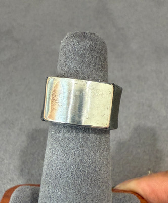Gucci Sterling Silver 925 & Rubber Ring US Size 4.5