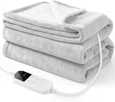 Electric Heated Blanket Full Size 72" X 84", Soft Plush Flannel & Sherpa Electri