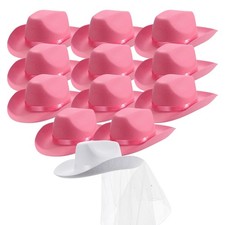 Cowgirl Hats Party Pack  Bride White Cowboy Hat and Pink Bachelorette Hats f...