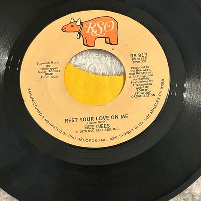 Bee Gees ''Rest Your Love On Me'' & ''Too Much Heaven'' 45 RPM Vinyl Record RSO 913