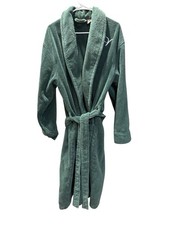 LL Bean Terry Cotton Green V Embroidered Women's Belted Robe XL