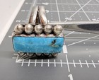Thick VTN Old Pawn Native American Sterling Kingman Turquoise Matrix Ring sz7.5 — photo 6