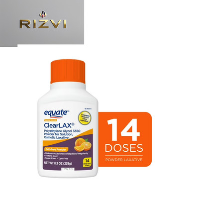 Equate ClearLAX PEG 3350 Powder, Osmotic Laxative, Orange Flavor, 8.3 oz