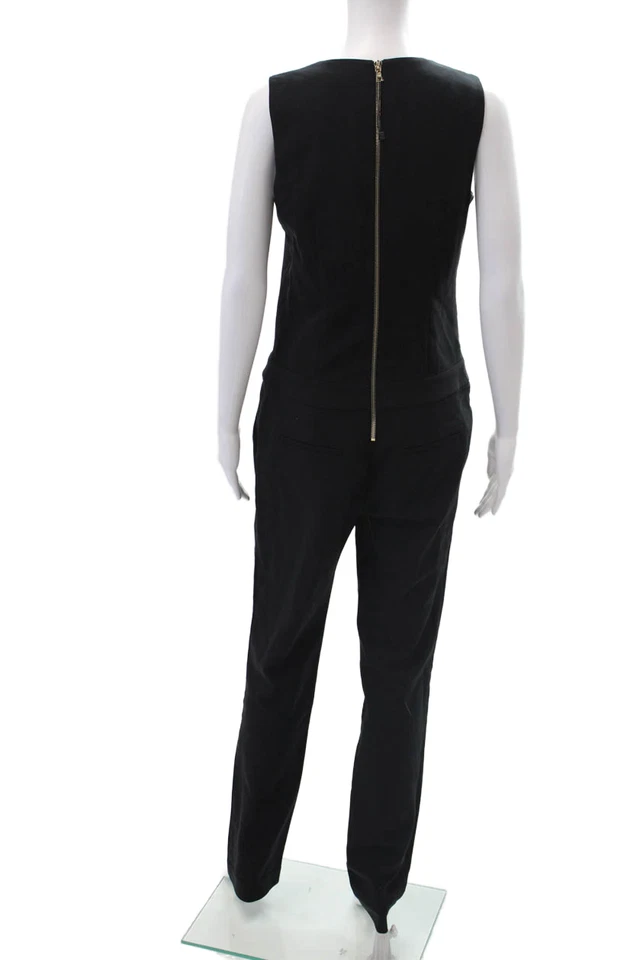 Mono negro con cremallera plisado forrado sin mangas texturizado J Brand para mujer Si Foto 3 de 4