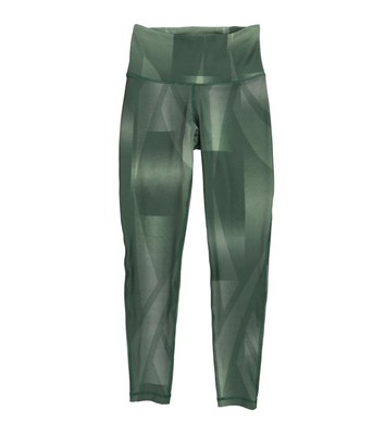 Reebok Womens Geometric Logo Compression Athletic Pants, Green, Small