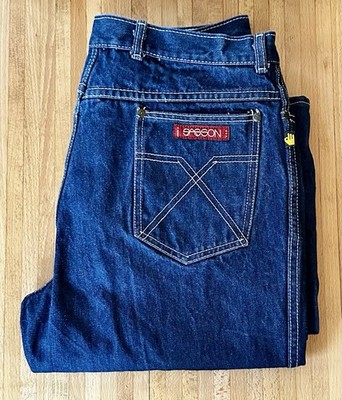 Vintage 70/80s Men s Sasson Blue Denim Straight  Leg Jeans Size 38 Long