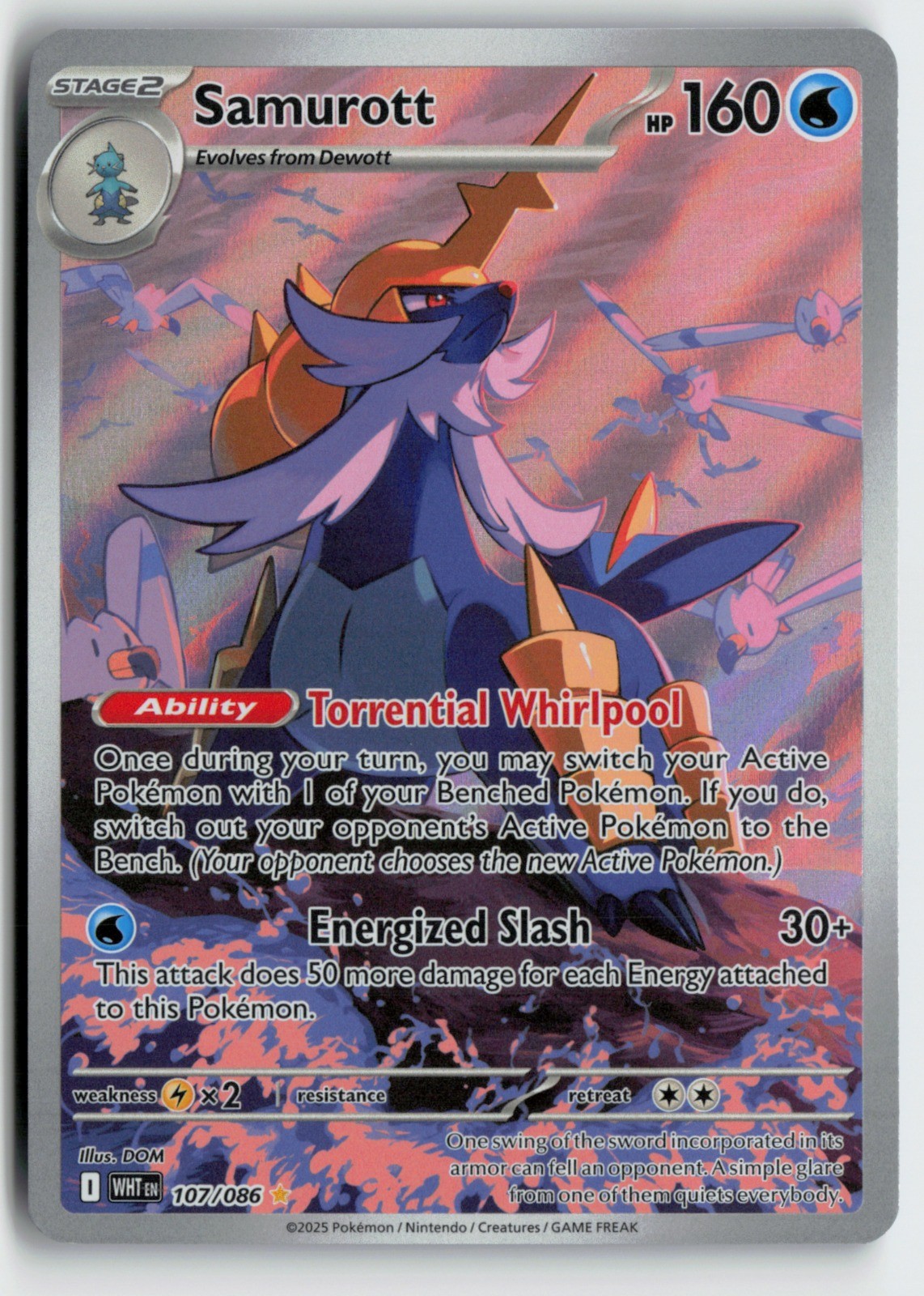 Samurott 107/086 SV: White Flare Illustration Rare Pokemon Holo NM DOM