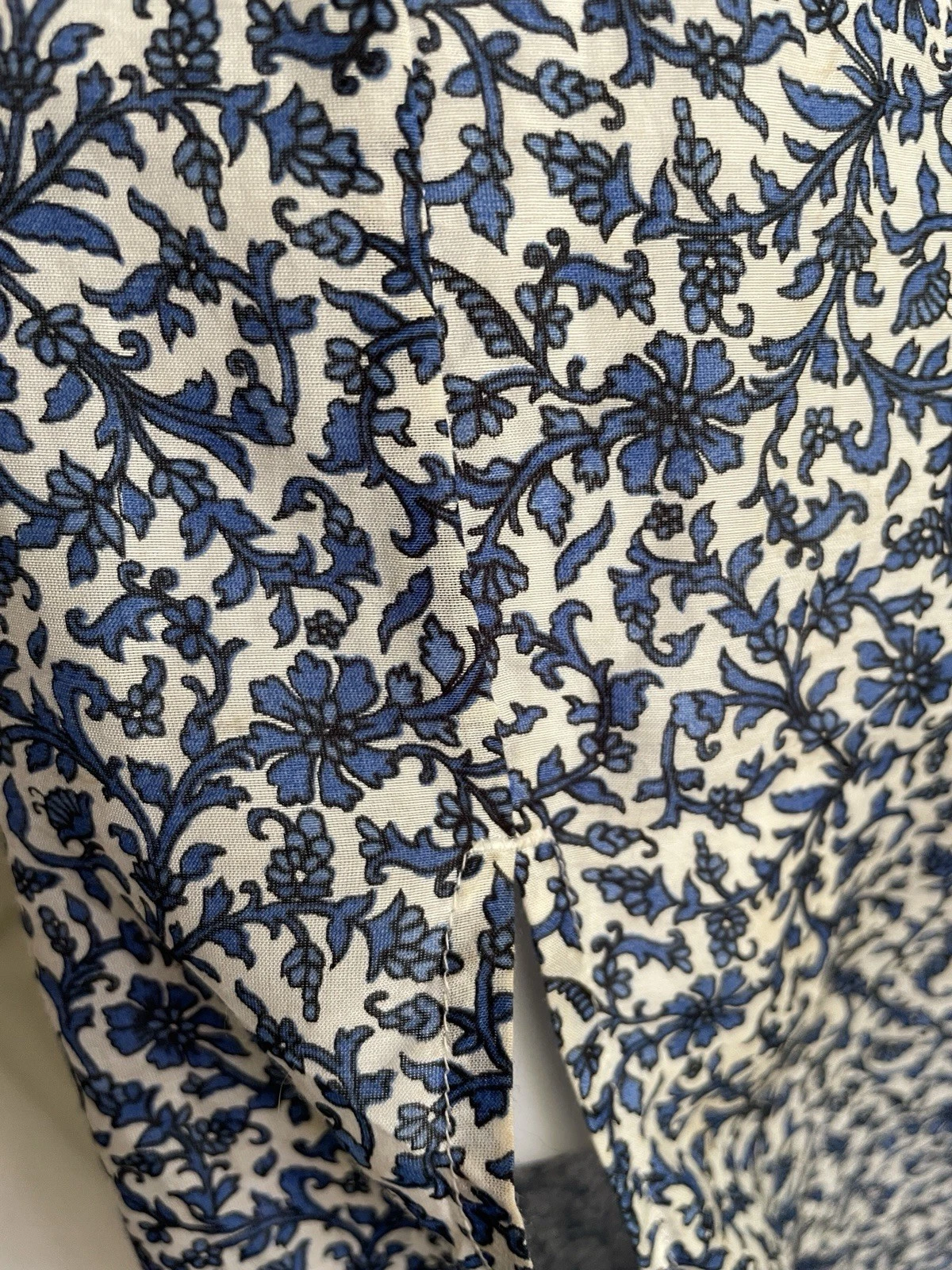 Abito copricostume Tory Burch misto seta scollo a V floreale blu manica kimono XS *difetto