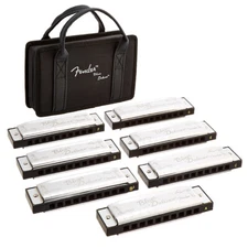 Fender Blues Deluxe Harmonica Pack - 7 Key Set w/ Case - C, G, A, D, F, E, Bb