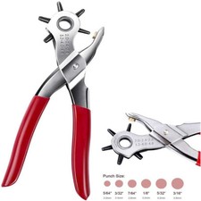 9" Leather Hole Punch Heavy Duty Hand Pliers Belt Holes 6 Sized Puncher Tool New