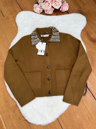 Zara 100% Wool Cardigan With jewelled beaded Collar Size M New SS24/25 - Picture 21 of 24