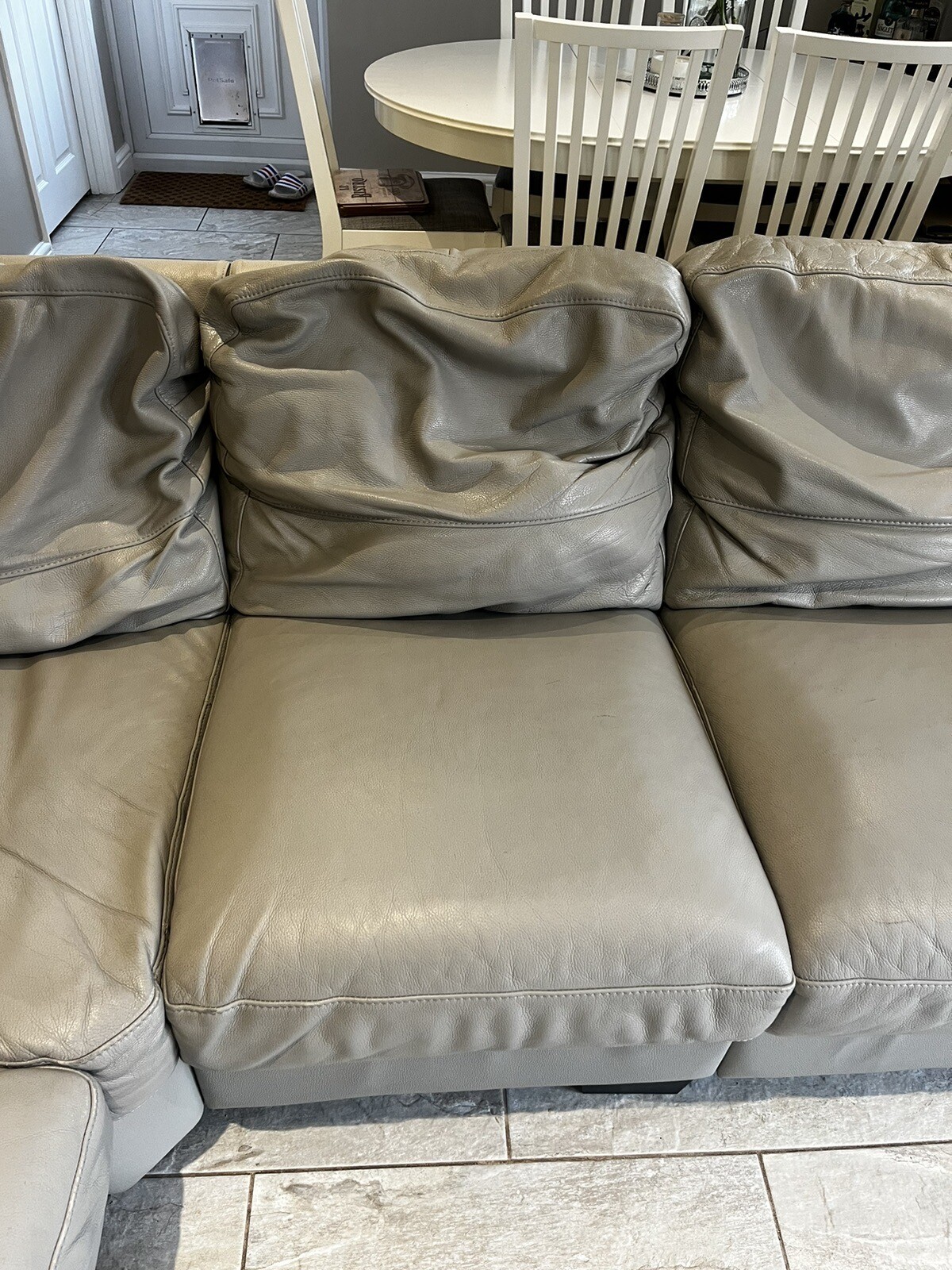 DFS Light grey used leather corner sofa eBay