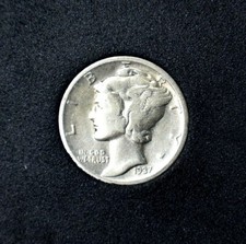 1937-D Mercury Dime 90% Silver VF Very Fine Combined Shipping !