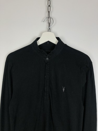Allsaints Crail LS Polo Longsleeve Pullover Black size M - Picture 2 of 10