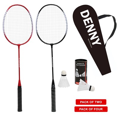 Badminton 2 Schläger & Federbälle Set Profi Erwachsene Kinder Set Spiel Garten